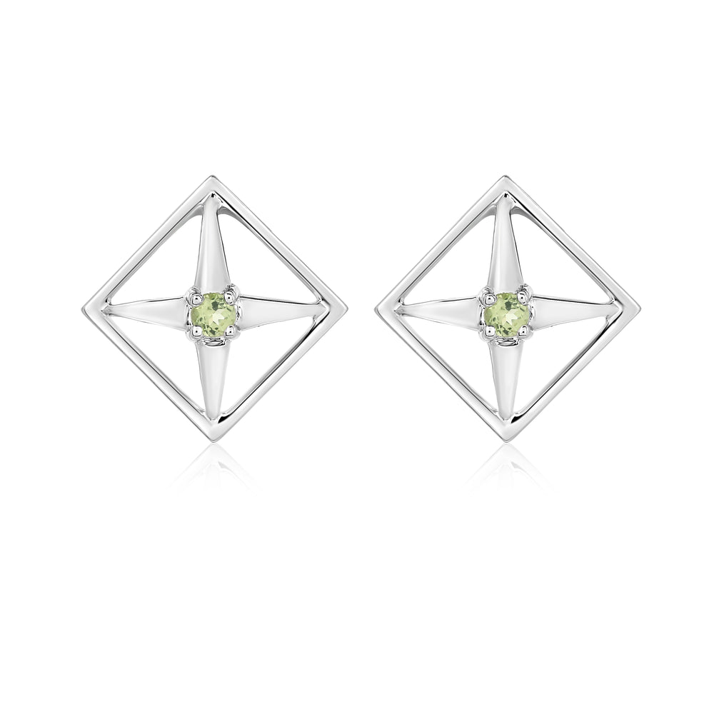 Peridot Pyramid gemstone earrings