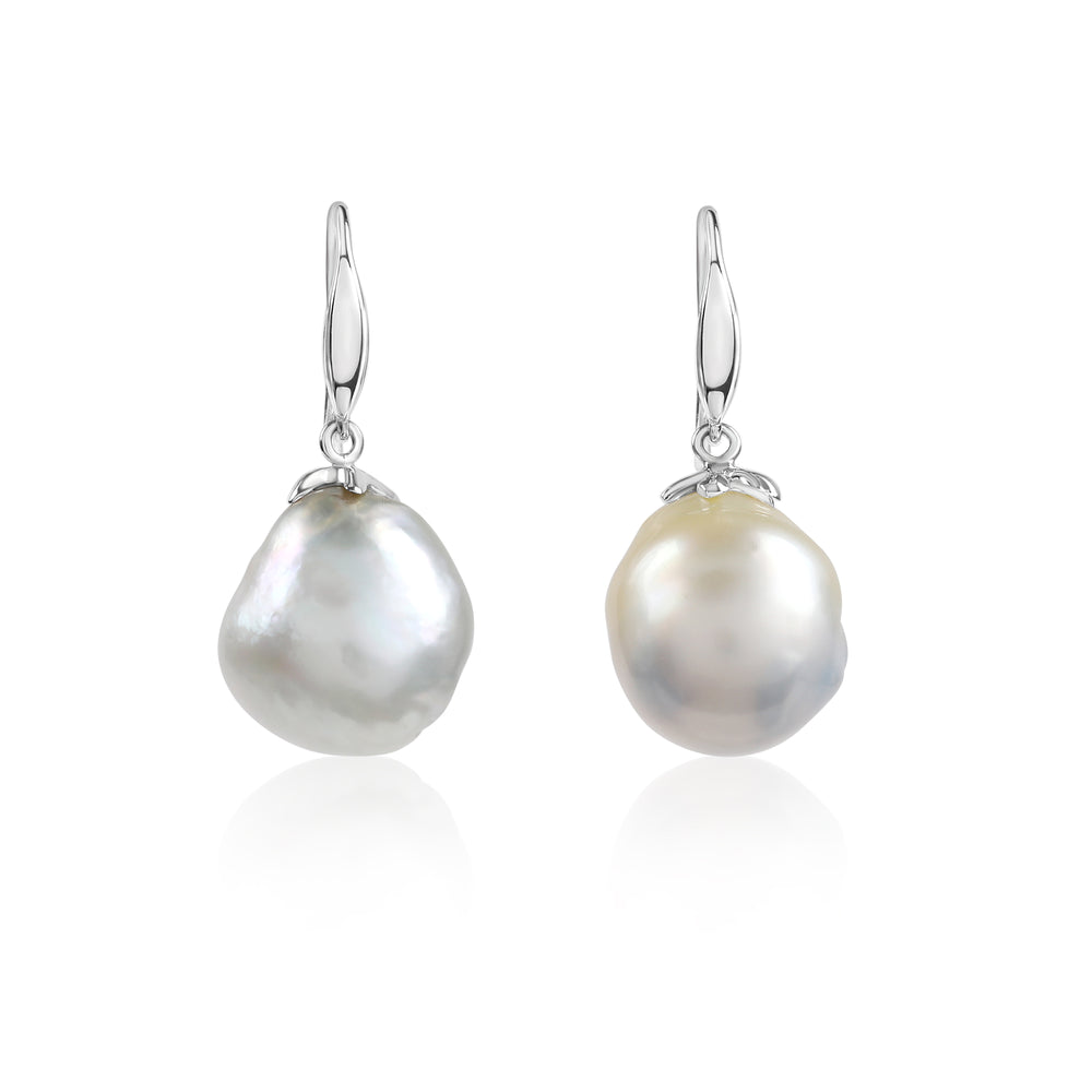 Scarlett Australian South Sea Pearl Dangle Earrings - White Gold