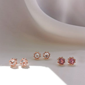18K Rose Gold Vermeil Gemstone Petite Star Earrings