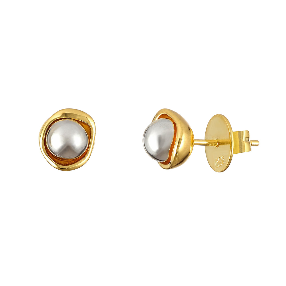 Seed inspired Two Tone Gold Silver Stud Earrings