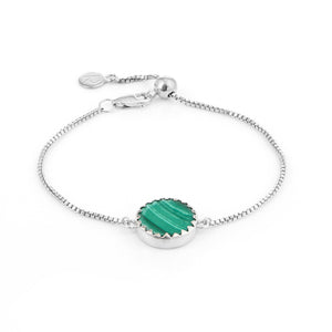 Malachite adjustable sterling silver gemstone bracelet