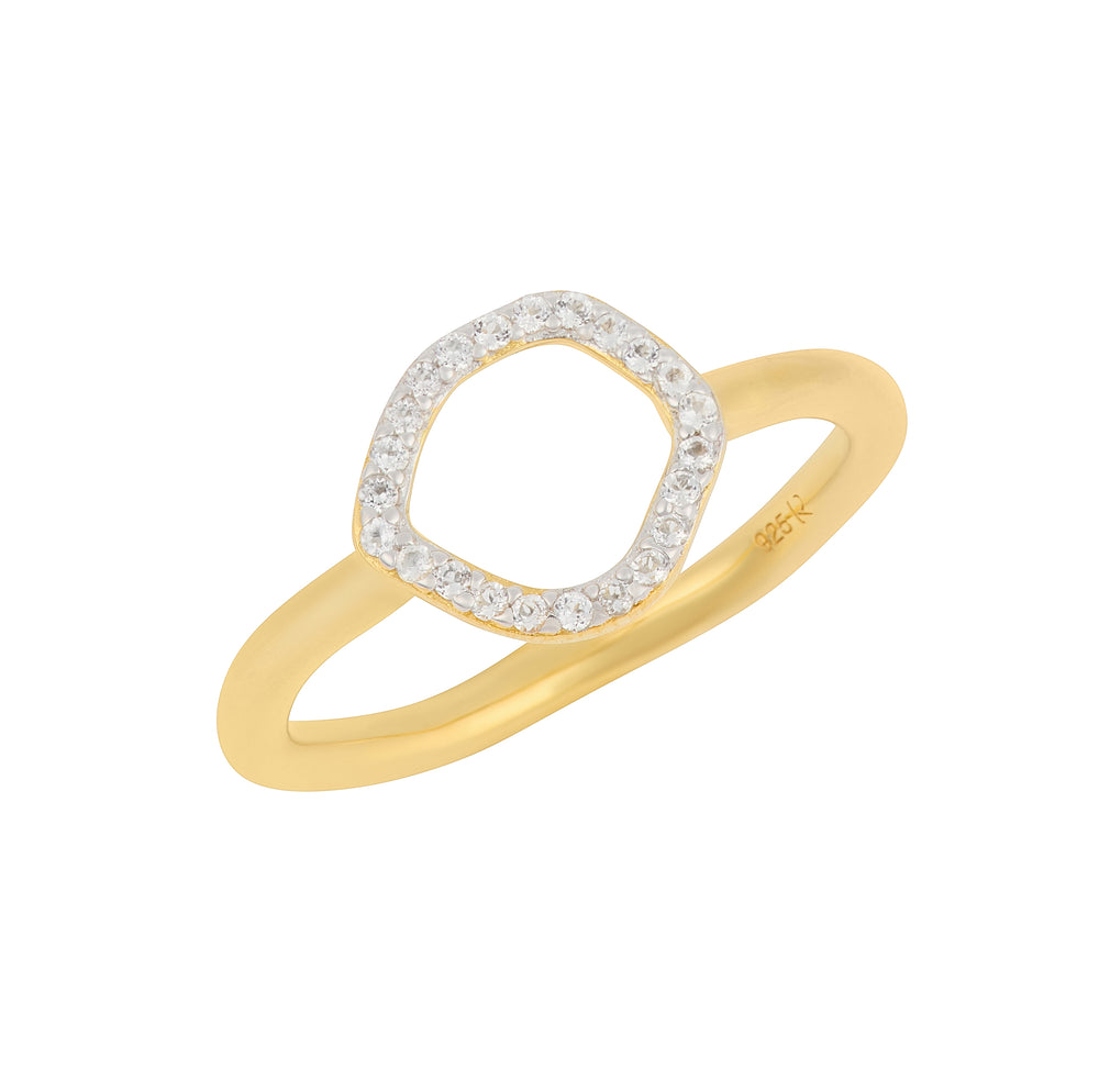 White Topaz Abstract Circle Ring