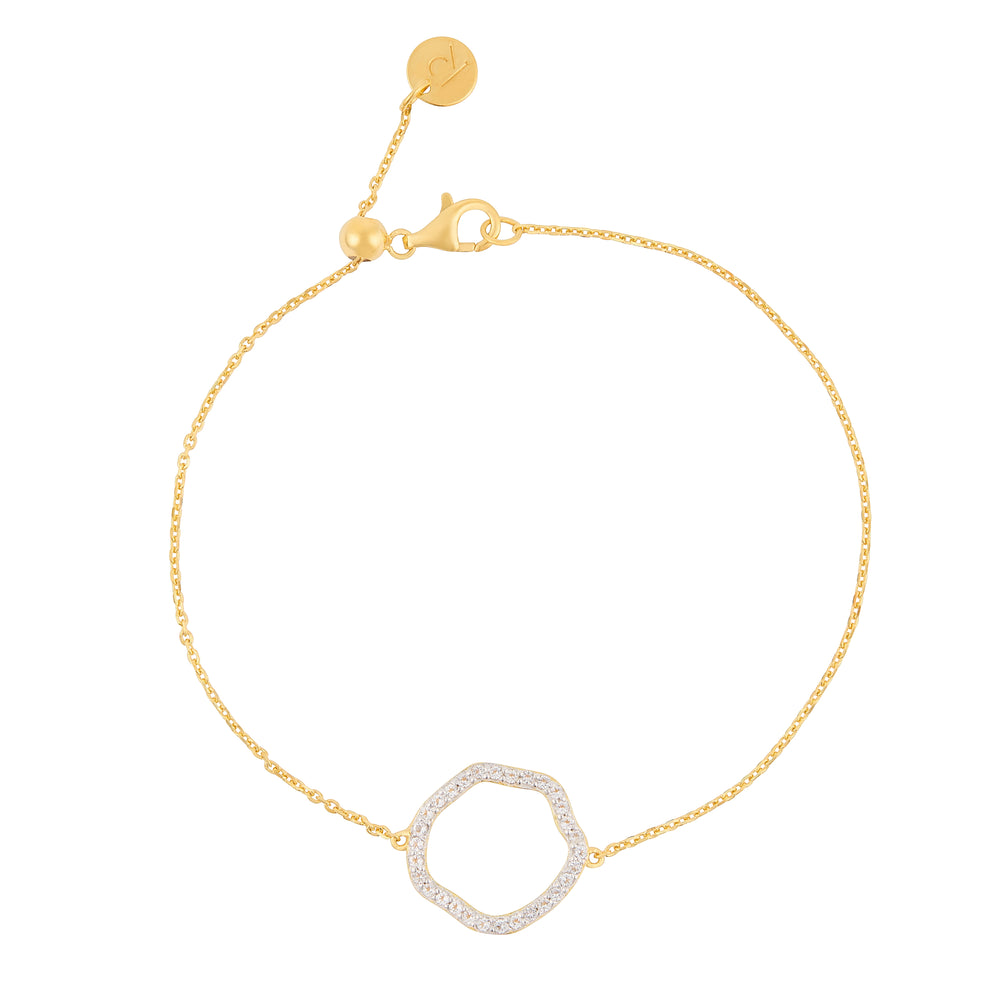 White Topaz Abstract Circle Adjustable Bracelet