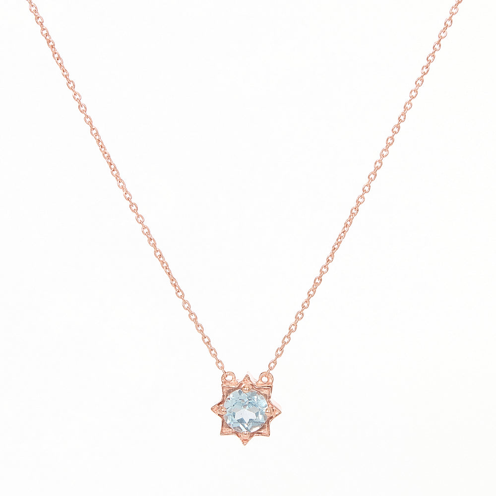 Petite Star Gemstone Necklace - 18K Rose Gold Vermeil