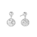 Dandelion Motif Ball Dangle Earrings - Sterling Silver