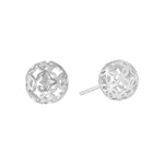 Dandelion Motif Ball Stud Earrings - Sterling Silver