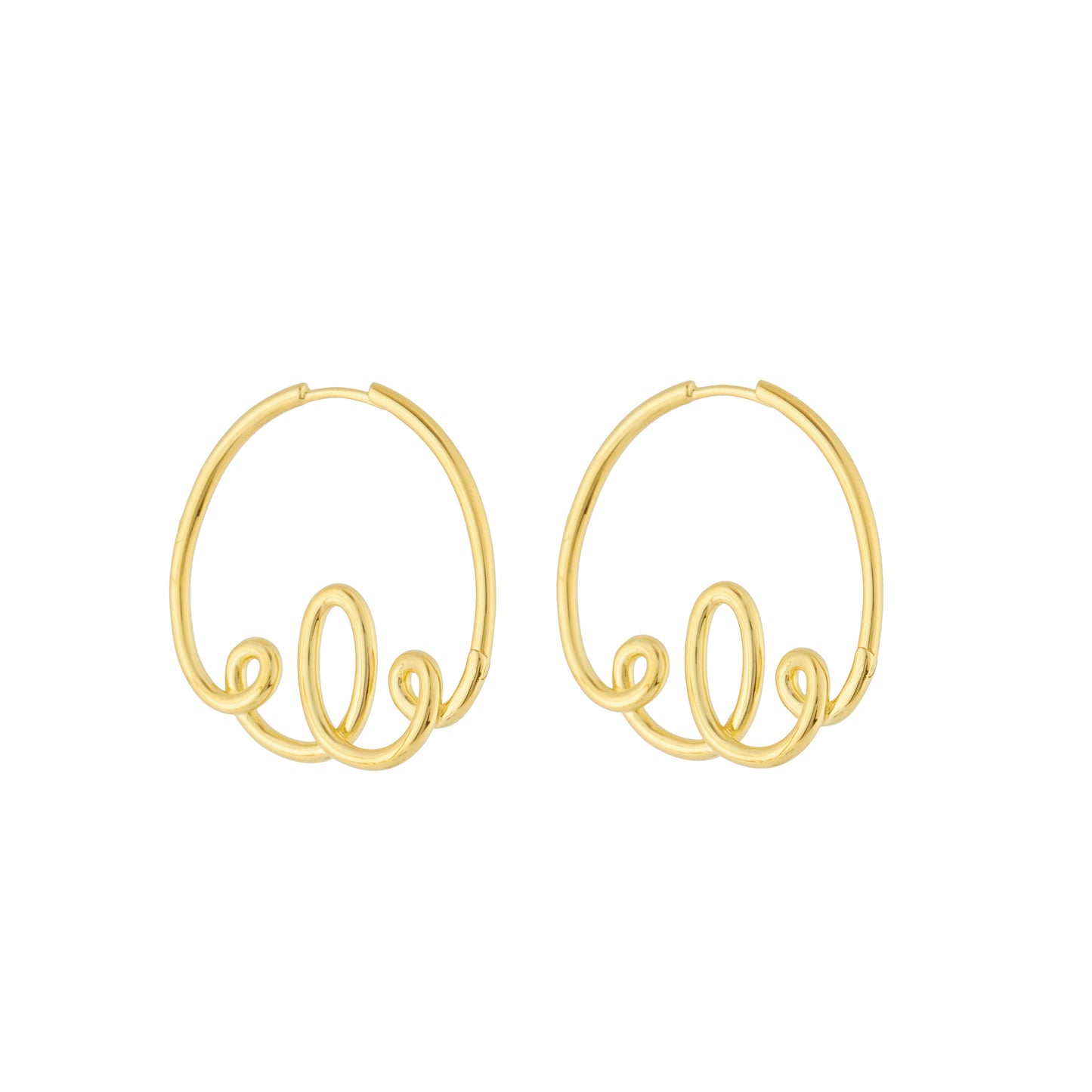 Sterling silver with gold plating Doodle Medium Hoop Earrings