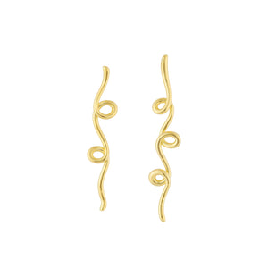 Sterling silver with gold plating Long Doodle Asymmetric Earrings