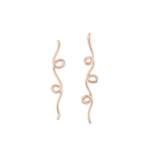 Sterling silver with rose gold plating Long Doodle Asymmetric Earrings