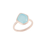 Aqua Chalcedony Faceted Table Ring - Rose Gold Plated
