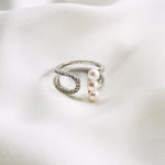Embrace Fresh Water Pearl Cluster w/ White Topaz Open Ring