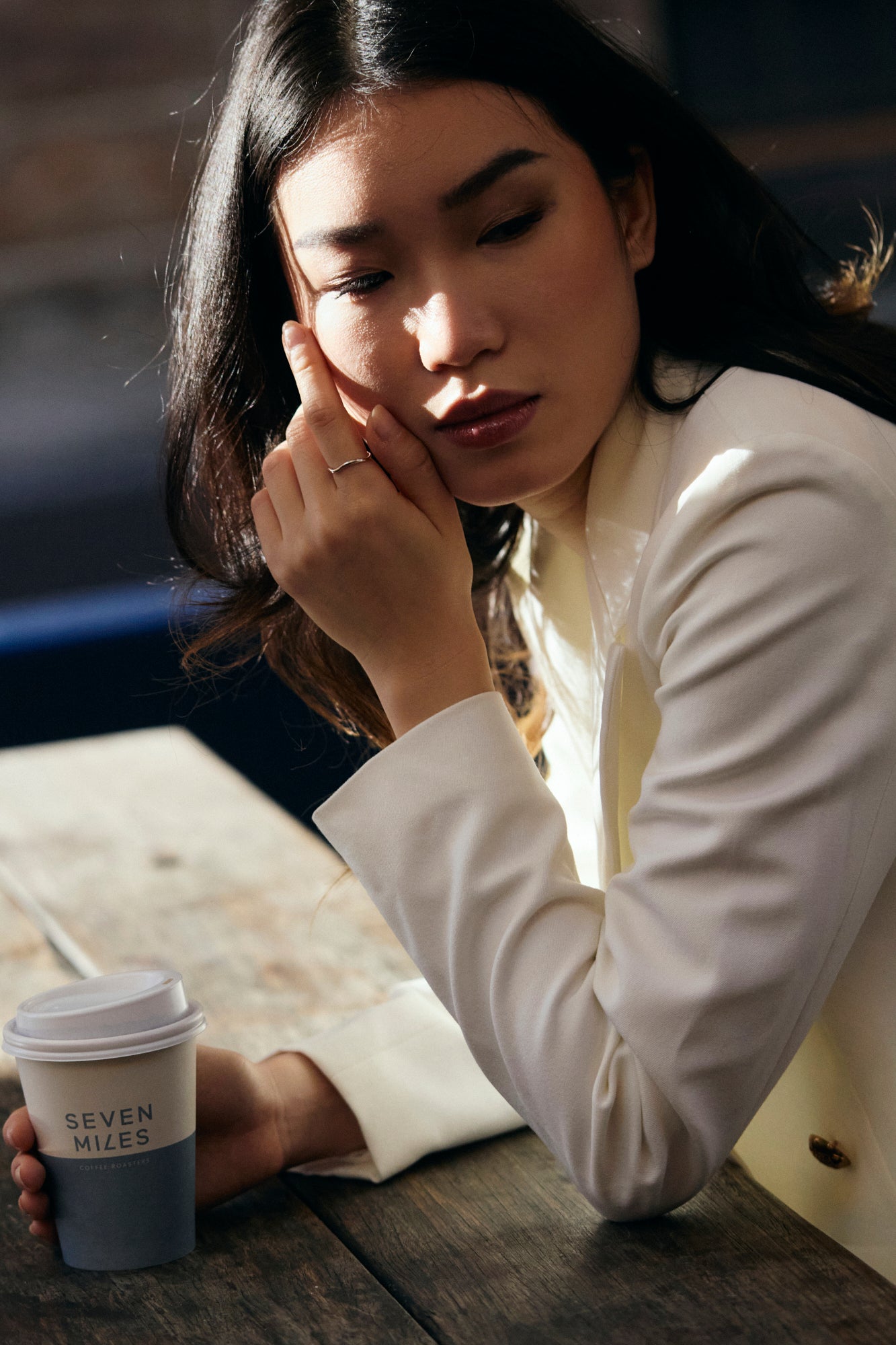 Sterling silver Wavy Scribble Ring on model