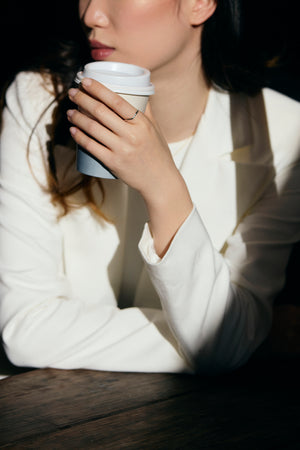 Sterling silver Wavy Scribble Ring on model