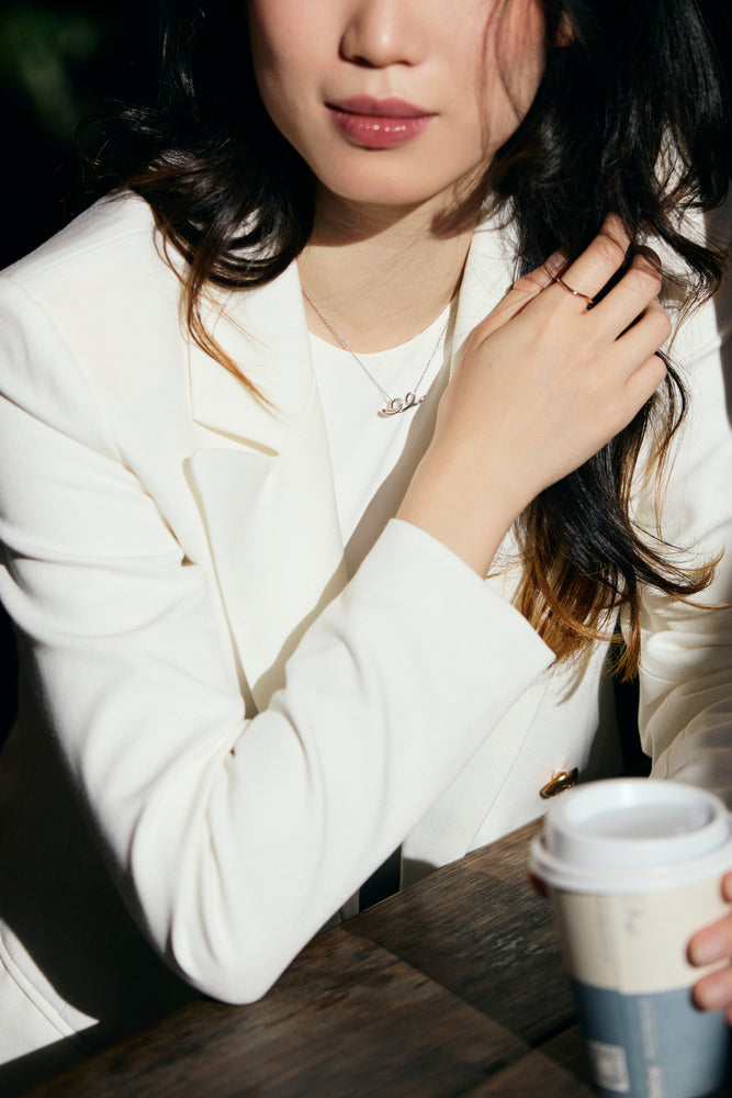 Sterling silver with gold plated Wavy Scribble Ring on model