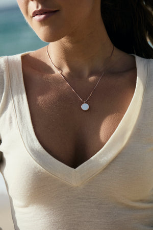 White Mother of Pearl Round Sliced Necklace