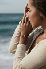 White Mother of Pearl Round Sliced Adjustable Bracelet