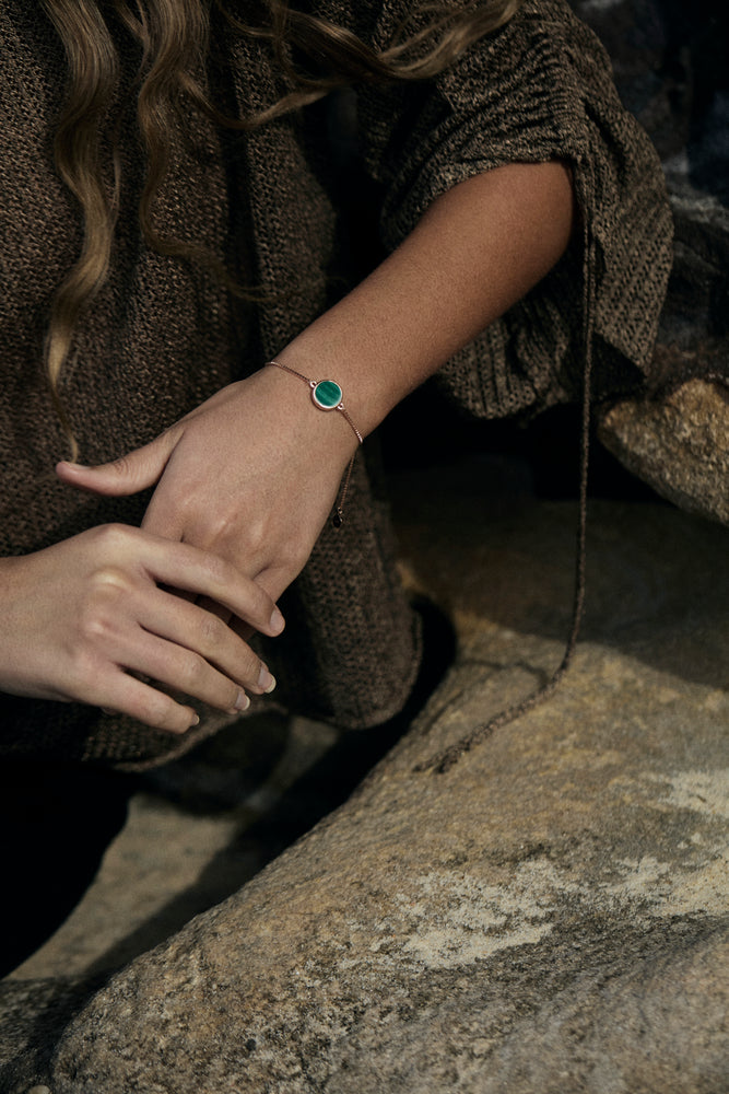 Malachite Round Sliced Adjustable Bracelet