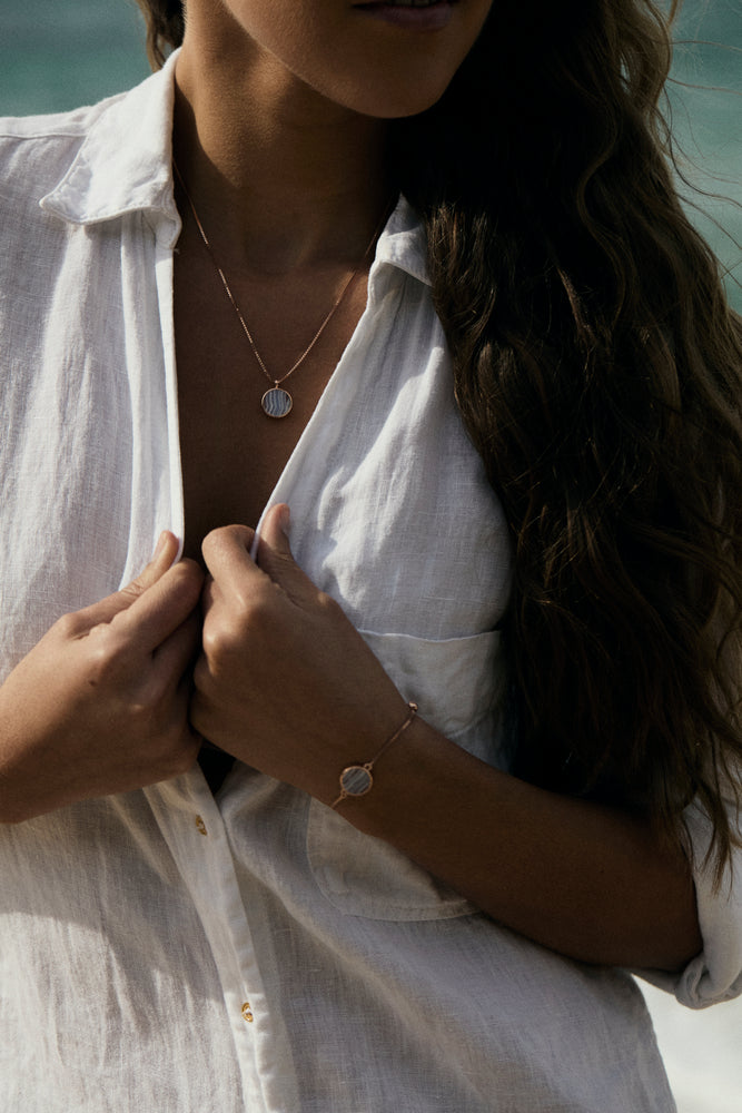 Blue Lace Agate Round Sliced Necklace