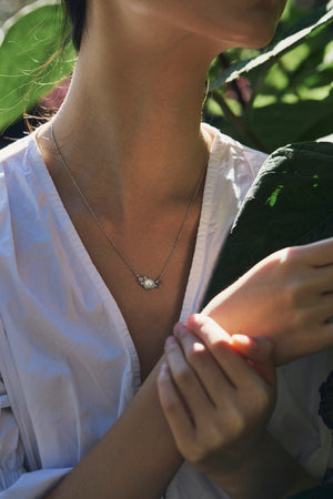 STRENGTH Mother of Pearl, Moonstone, Labradorite Gemstone Necklace