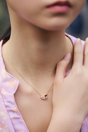 SELF-LOVE Rose Quartz, Rhodolite, Amethyst Gemstone Necklace