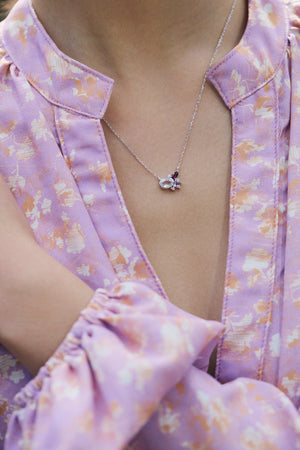 SELF-LOVE Rose Quartz, Rhodolite, Amethyst Gemstone Necklace