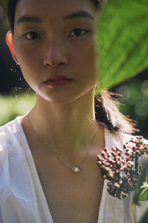 STRENGTH Mother of Pearl, Moonstone, Labradorite Gemstone Necklace