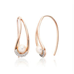 Embrace Fresh Water Pearl w/ White Topaz Hook Earrings