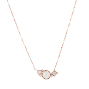 STRENGTH Mother of Pearl, Moonstone, Labradorite Gemstone Necklace