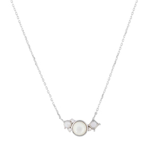 STRENGTH Mother of Pearl, Moonstone, Labradorite Gemstone Necklace