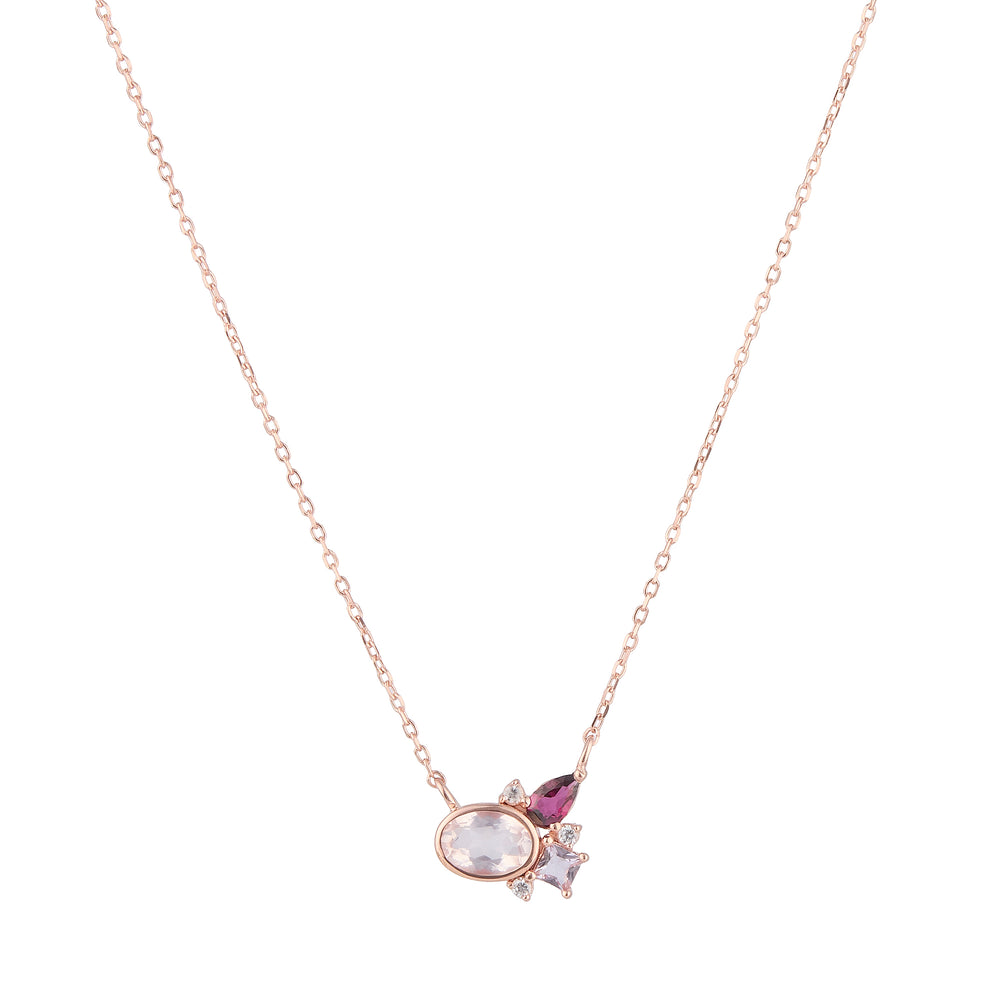 SELF-LOVE Rose Quartz, Rhodolite, Amethyst Gemstone Necklace