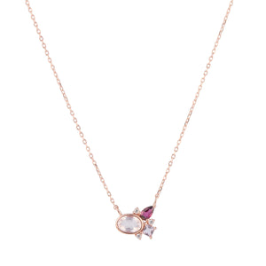 SELF-LOVE Rose Quartz, Rhodolite, Amethyst Gemstone Necklace