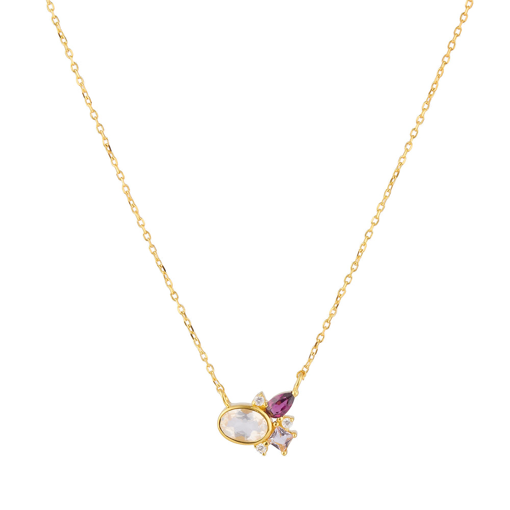 SELF-LOVE Rose Quartz, Rhodolite, Amethyst Gemstone Necklace