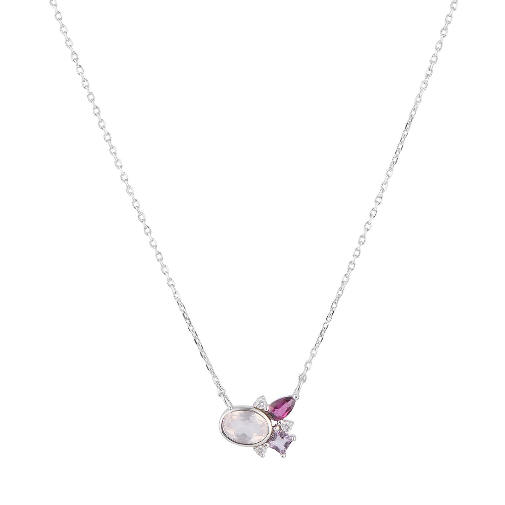 SELF-LOVE Rose Quartz, Rhodolite, Amethyst Gemstone Necklace