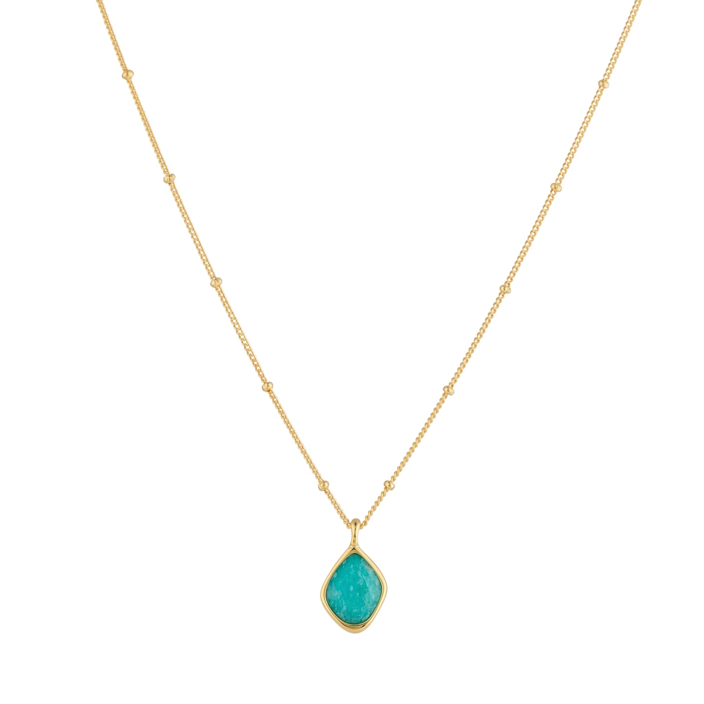 Amazonite pendant on a gold satellite chain 