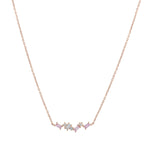 Pink Sapphire, Sky Blue Topaz & Diamond Cluster Necklace - Solid 14K Rose Gold