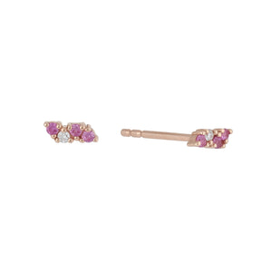 Interstellar 14K Solid Gold Pink Sapphire & Diamond Stud Earrings