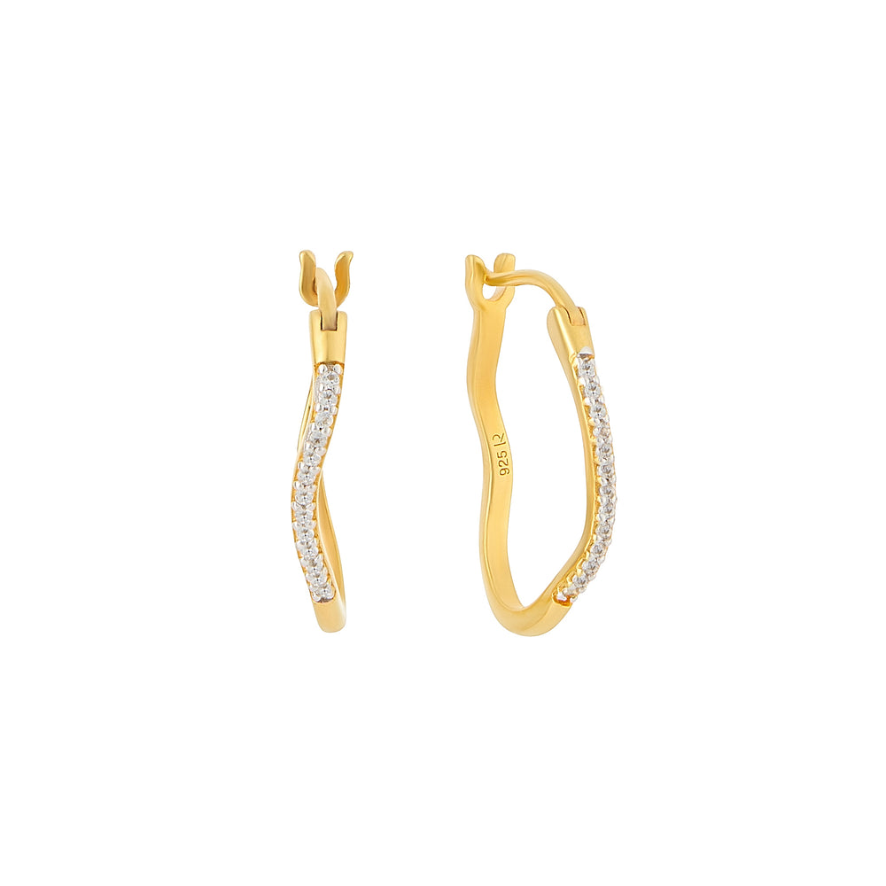 
                
                    Load image into Gallery viewer, Flow White Topaz Small Hoop Earrings
                
            