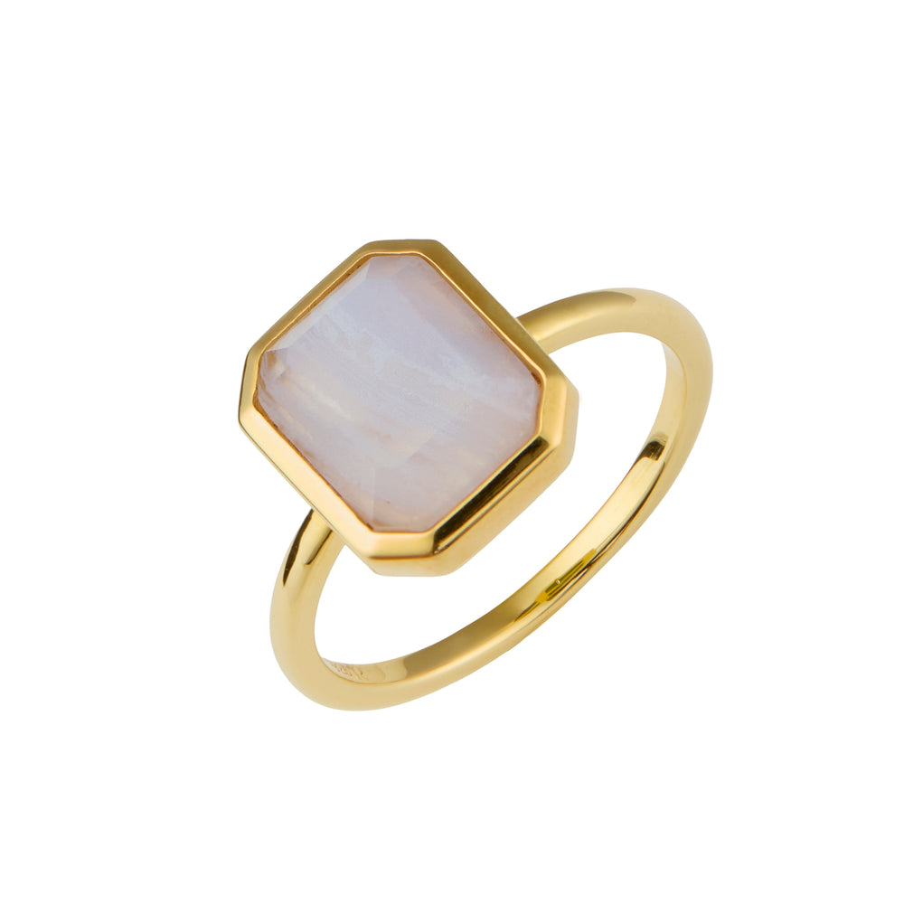 Blue Lace Agate Oblong Ring