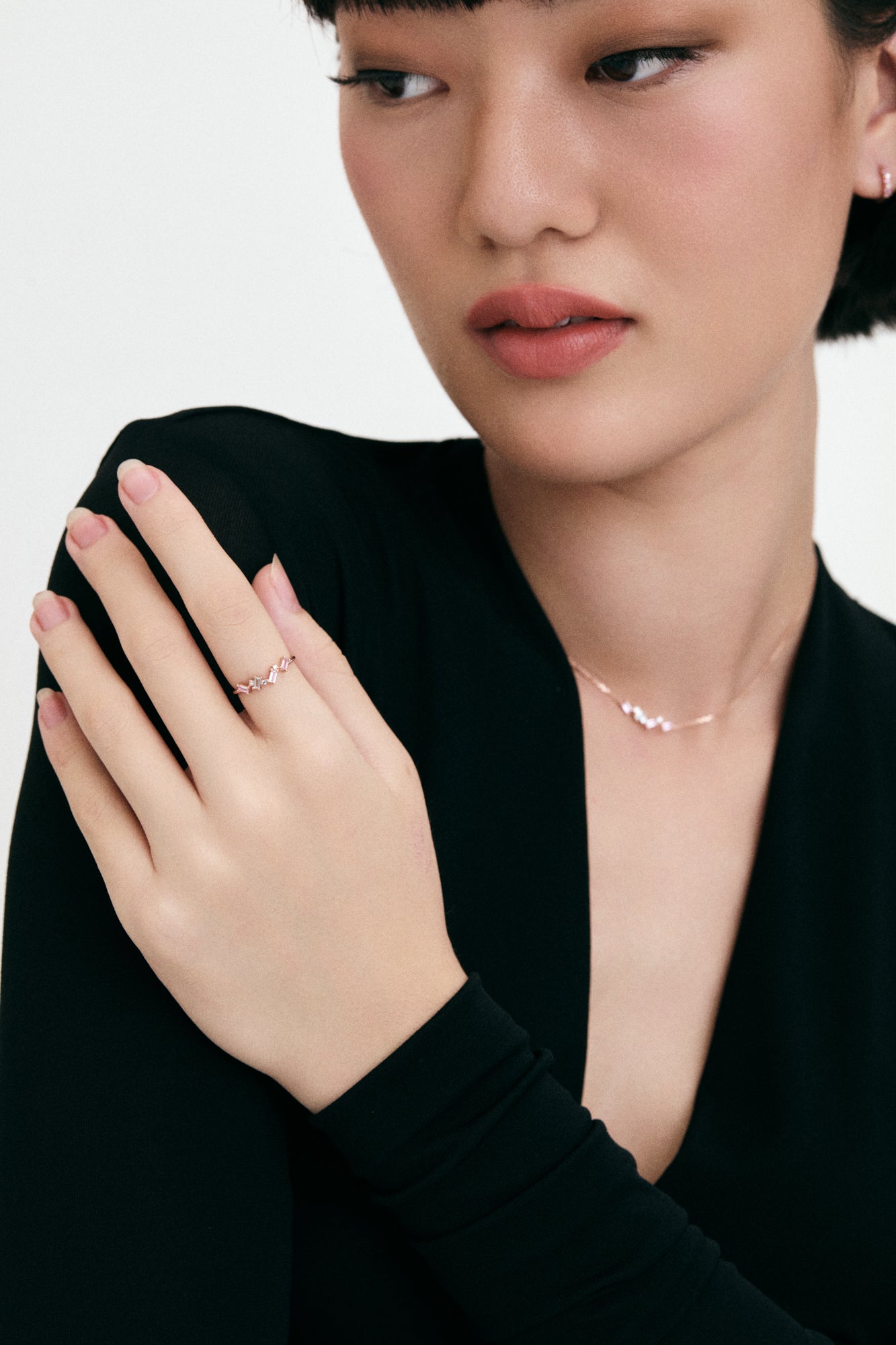 Interstellar Solid 14K Rose Gold Ring on model