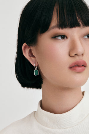 
                
                    Load image into Gallery viewer, Malachite Oblong Charm Earrings
                
            