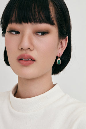 
                
                    Load image into Gallery viewer, Malachite Oblong Charm Earrings
                
            