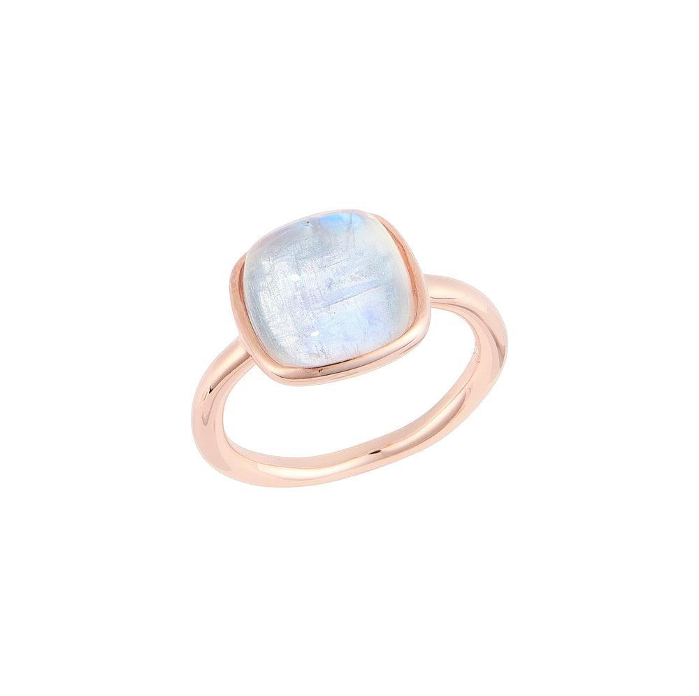 Blue Moonstone Cushion Cabochon Ring