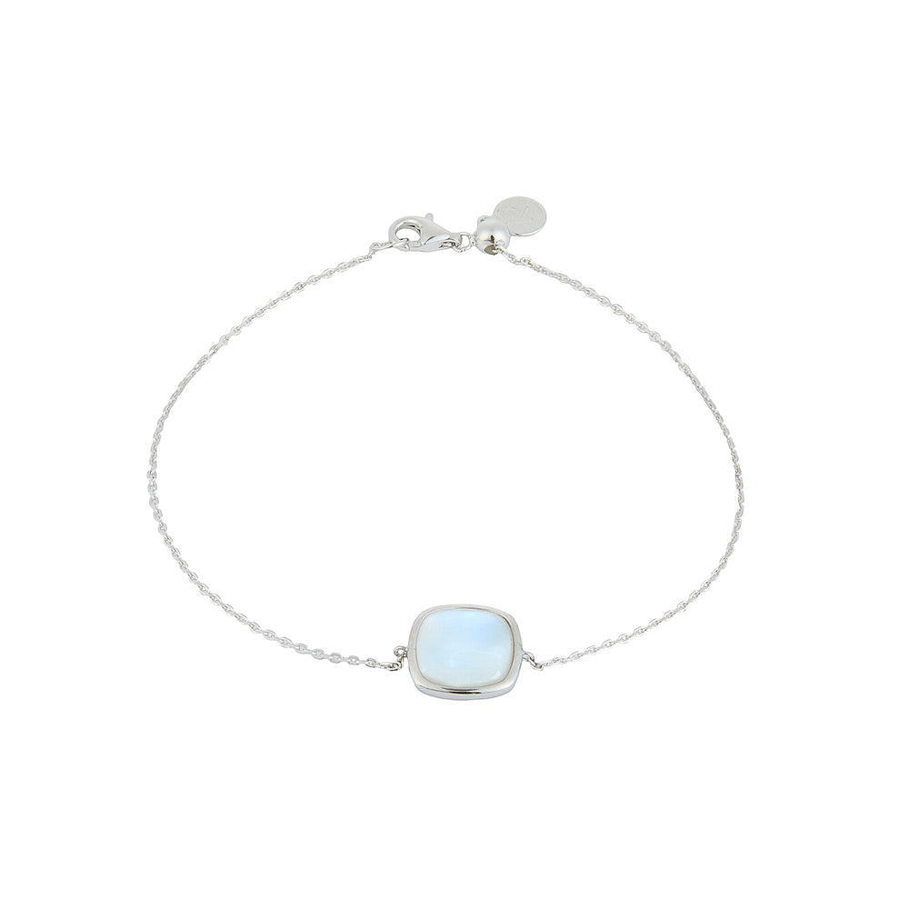 Blue Moonstone Fine Chain Adjustable Bracelet