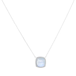 Blue Moonstone Cushion Cabochon Necklace