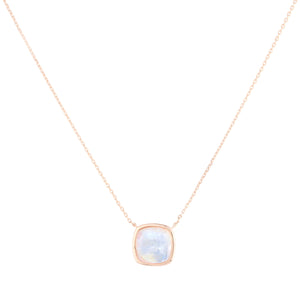 Blue Moonstone Cushion Cabochon Necklace