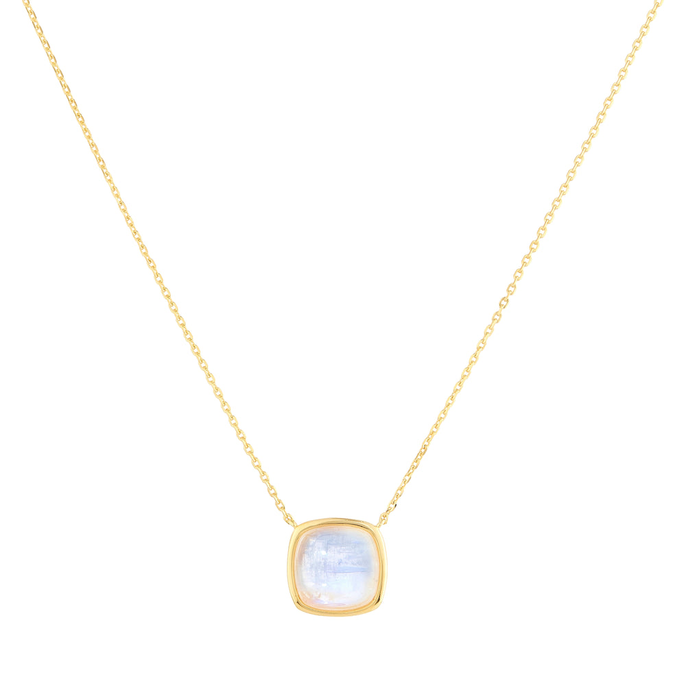 Blue Moonstone Cushion Cabochon Necklace