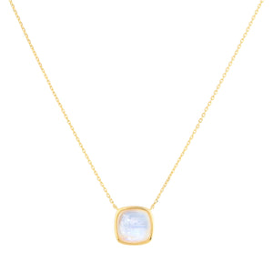 Blue Moonstone Cushion Cabochon Necklace