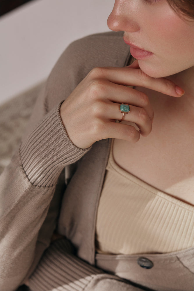 Amazonite Oblong Ring