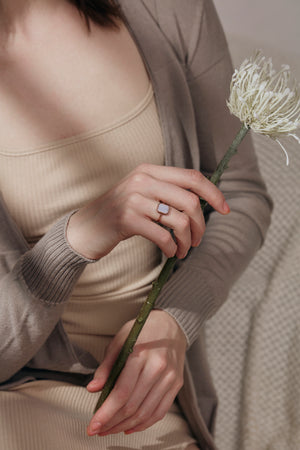 Blue Lace Agate Oblong Ring