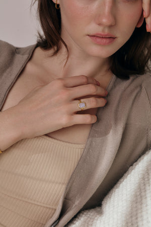 Blue Lace Agate Oblong Ring